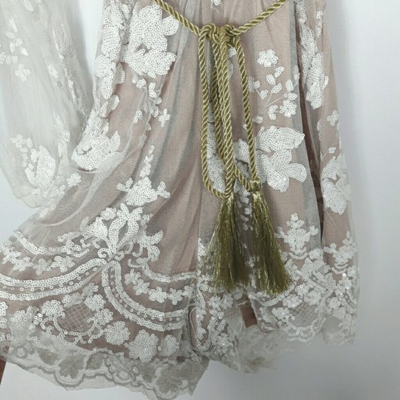 White sequin beaded embroidered playsuit romper - Picture 5 of 8